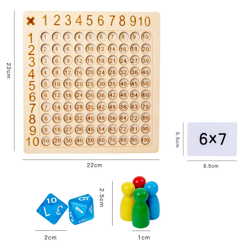 Table de multiplication en bois | Système de pions